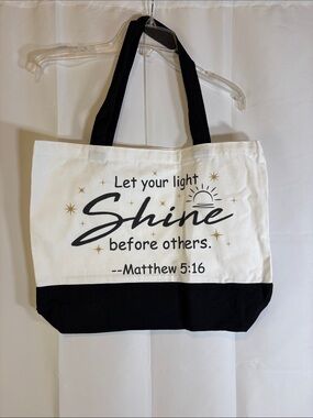 Othr White and Black 'Let Your Light Shine' Canvas Tote